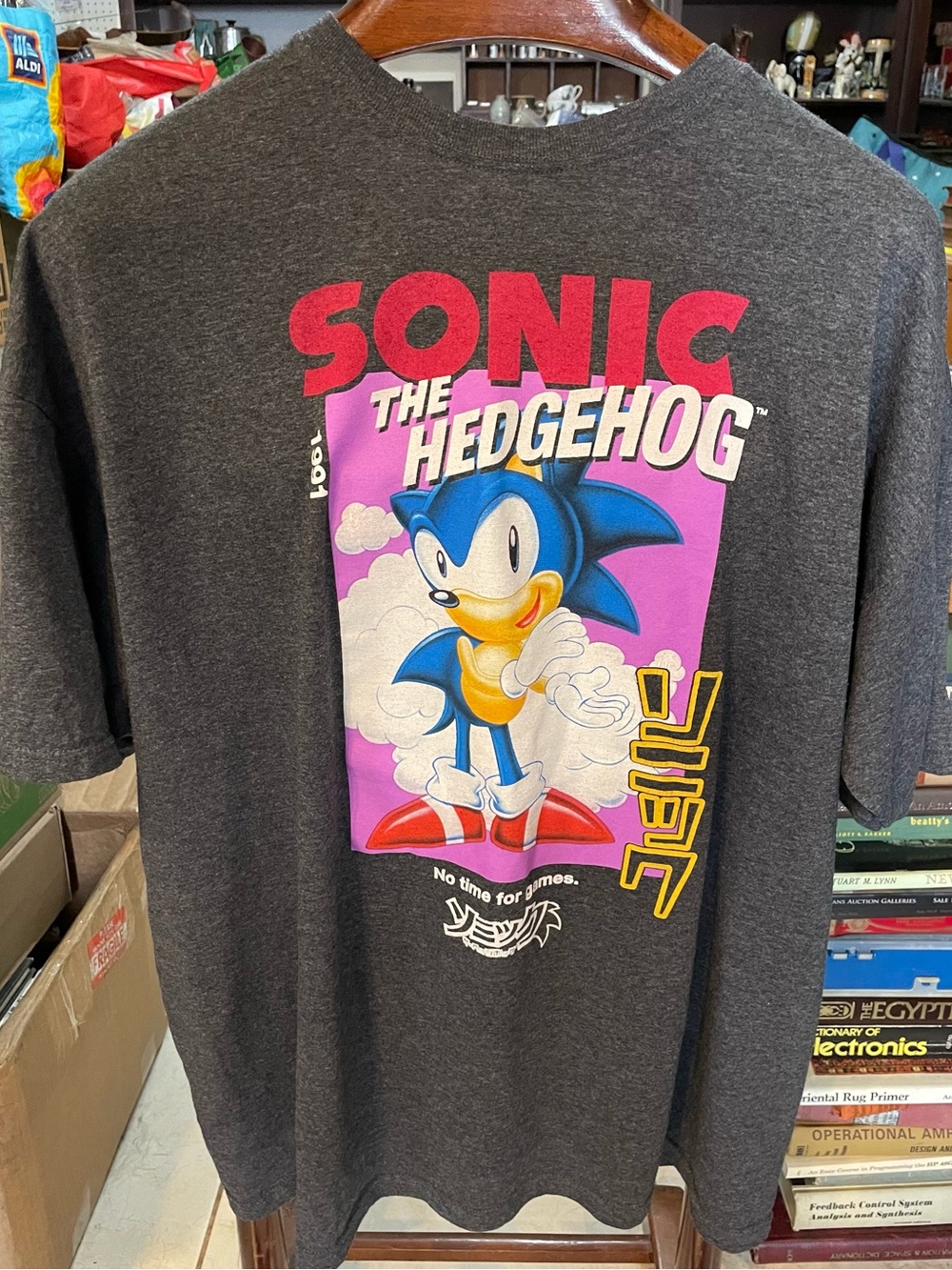 Sonic the Hedgehog Graphic Tee - Charcoal with Blue Artwork